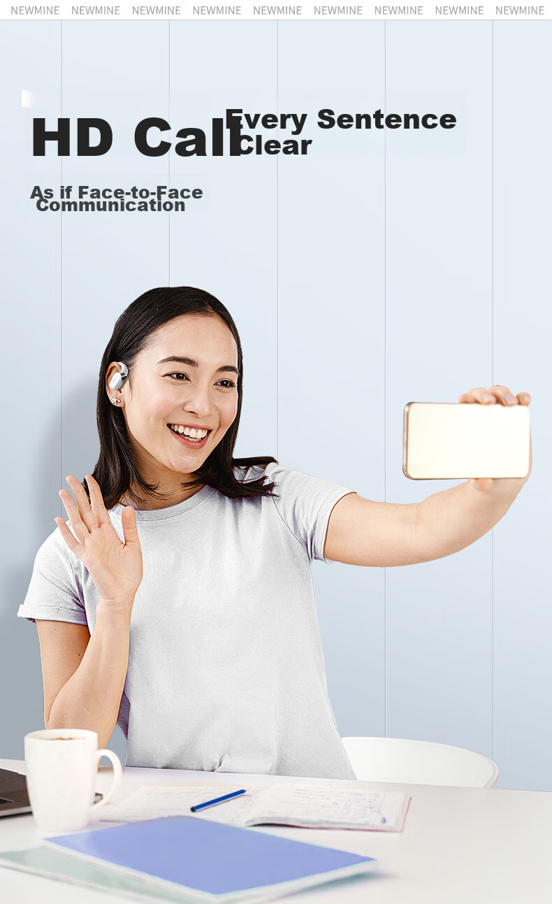 Беспроводные наушники Newmine LY29 Open-Ear, True Wireless, высокое качество звука, для спорта, бега, звонков, шумоподавление, совместимы с Apple, Xiaomi, Huawei, белые