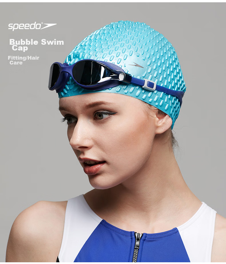 Шапочка для плавания Speedo Adult Silicone Bubble Cap, комфортная, водонепроницаемая, с защитой ушей, модная, фиолетовая