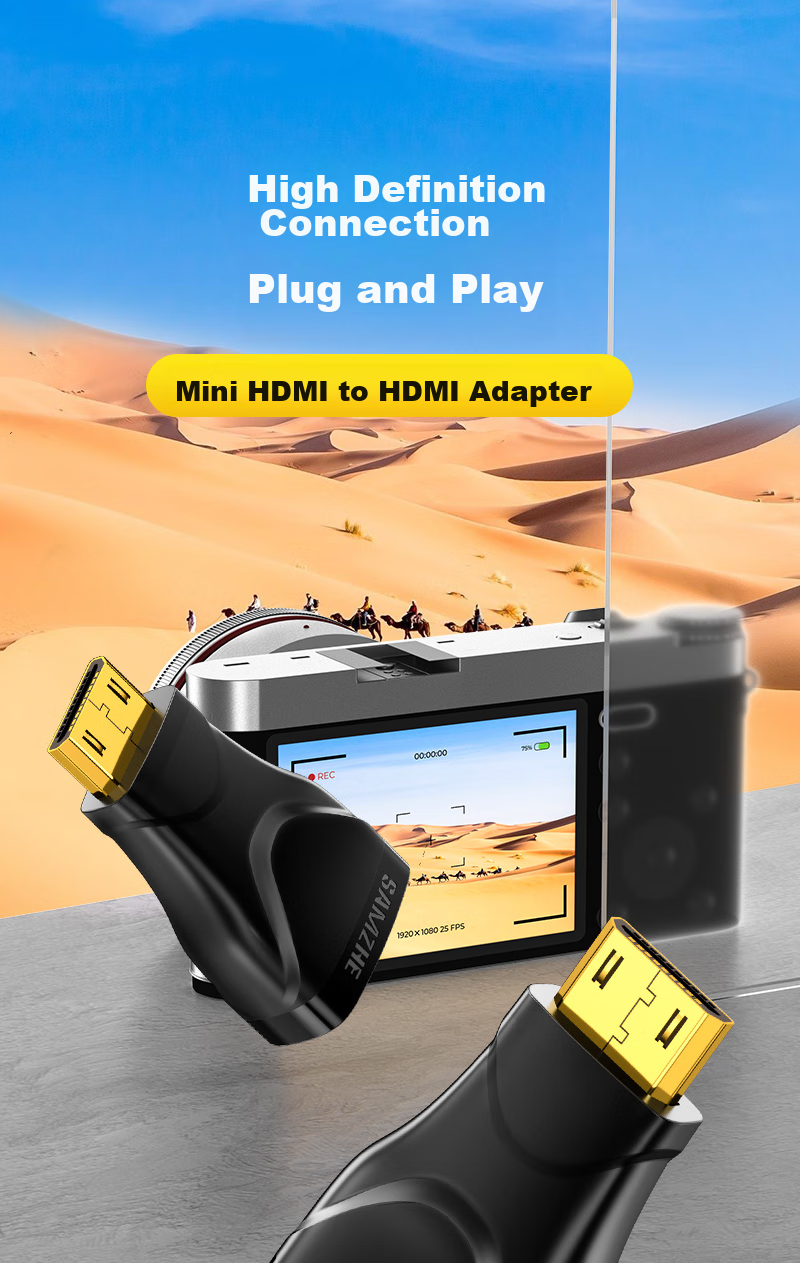 Переходник SAMZHE Mini HDMI на HDMI HFD-03, для подключения планшетов и камер к телевизору или монитору