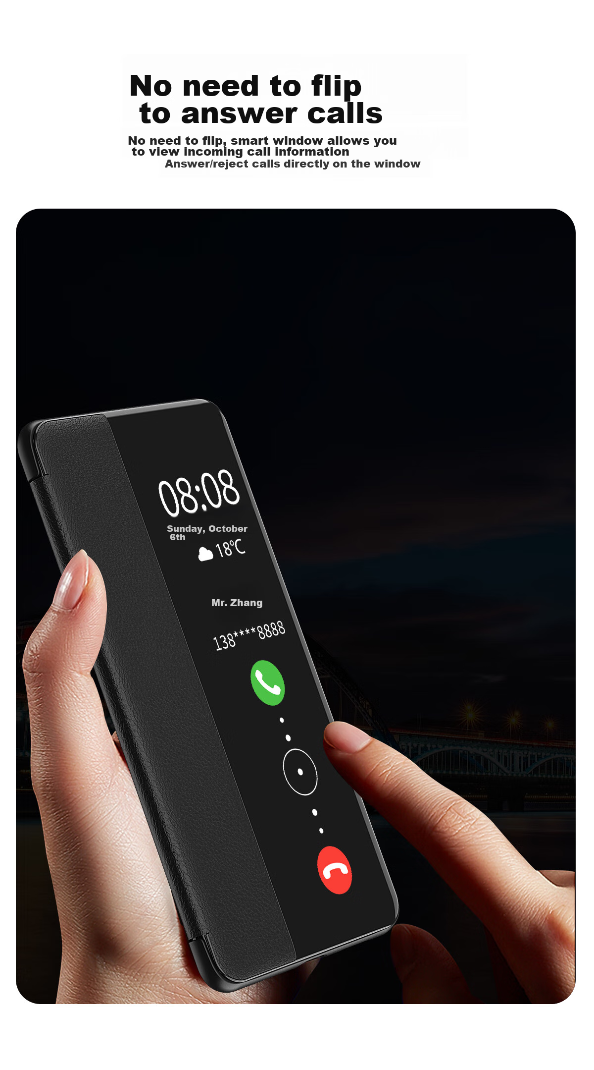 Чехол-книжка ZhengJian из натуральной кожи для Huawei P40 Pro, с окном Smart View, черный