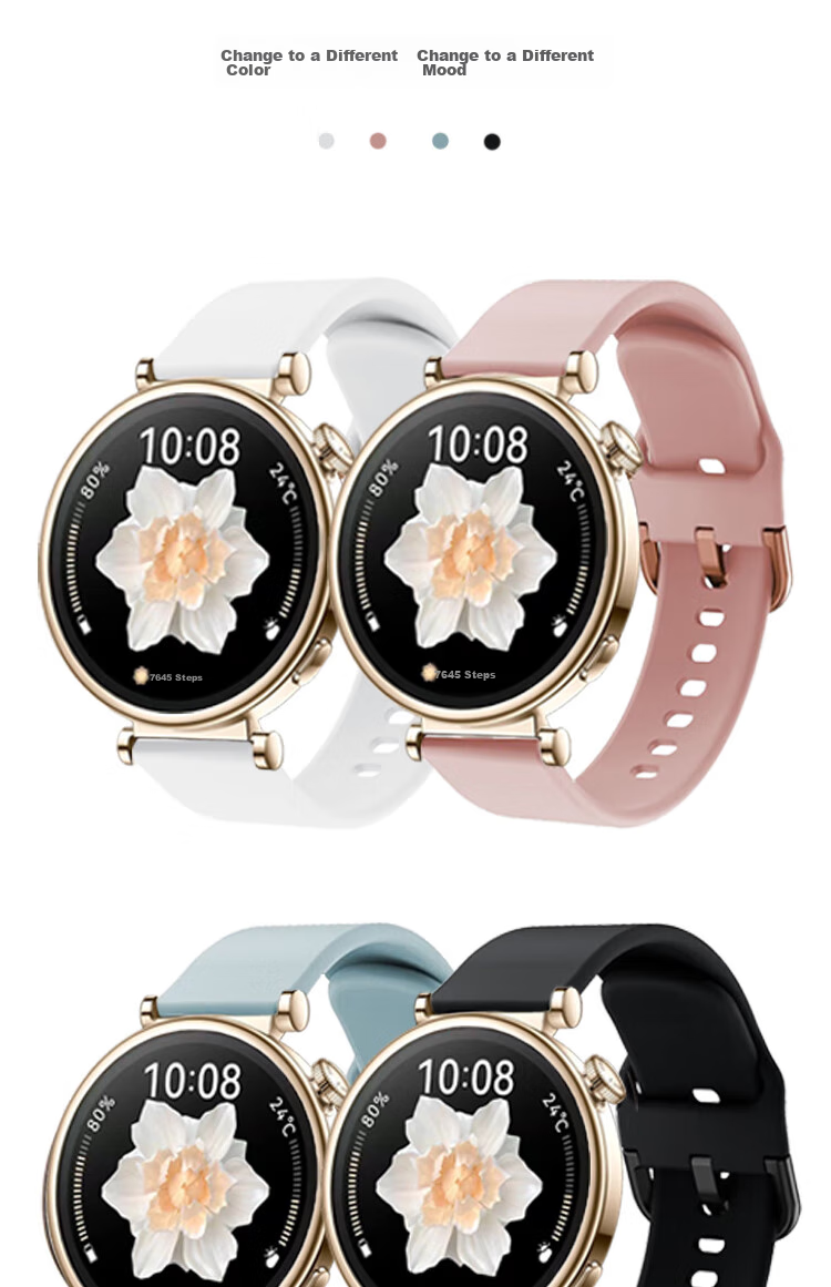 Ремешок ESCASЕ из силикона для Huawei Watch 5, GT4, 18 мм, молочный розовый