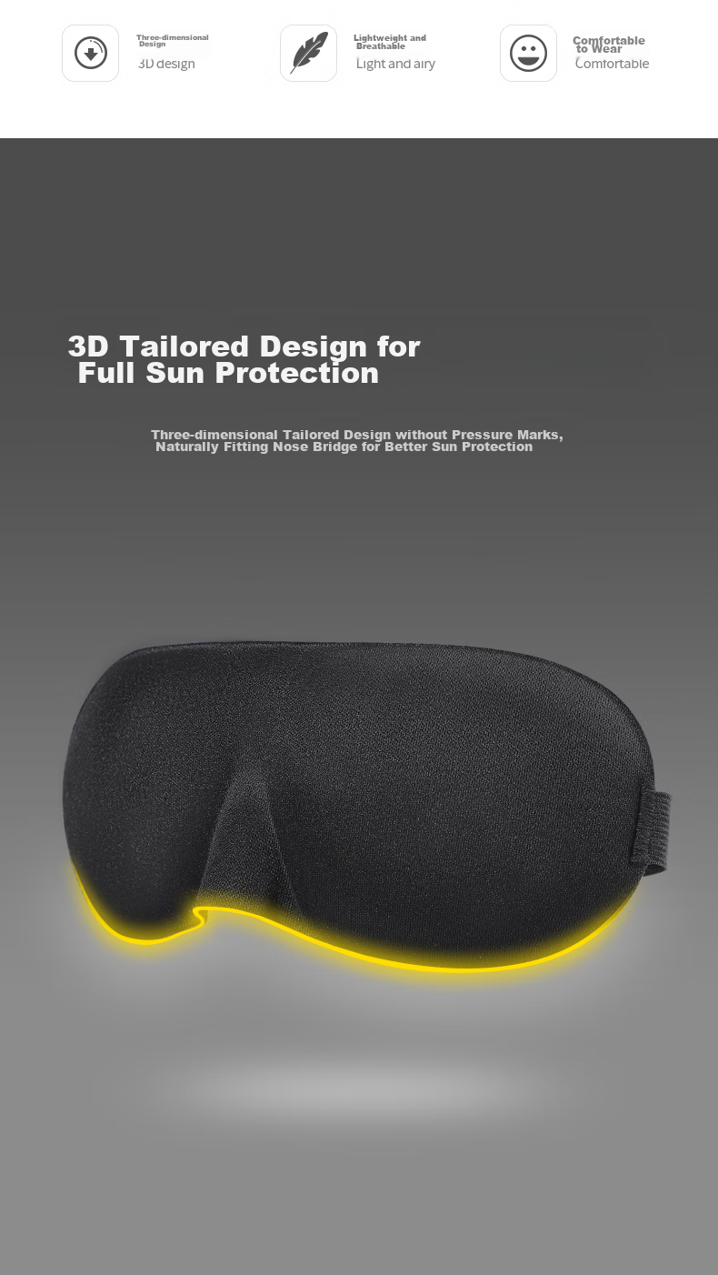 Маска для сна JOYTOUR 3D, блокирующая свет, тонкая, дышащая, черная, для мужчин и женщин, для сна и путешествий, с берушами