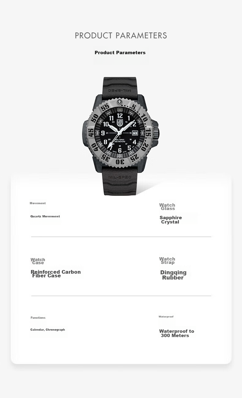 Швейцарские часы Luminox Military Standard 3351, мужские, спортивные, кварцевые, водонепроницаемые до 300 м, с резиновым ремешком, корпус из углеродного волокна