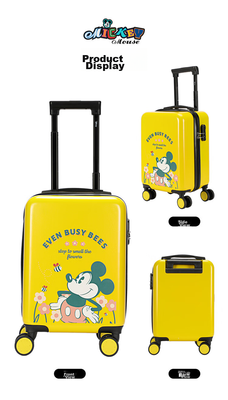 Детский чемодан Mesuca X Disney на 4 колесах, 16 дюймов, с кодовым замком, для путешествий и школы, подарок на день рождения
