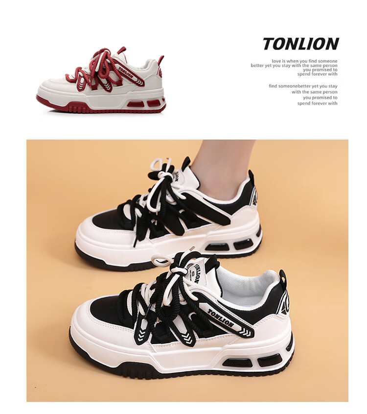 Кроссовки женские TonLion, осенне-зимние, на толстой подошве, повседневные "папины" кроссовки, белые с черным, размер 38