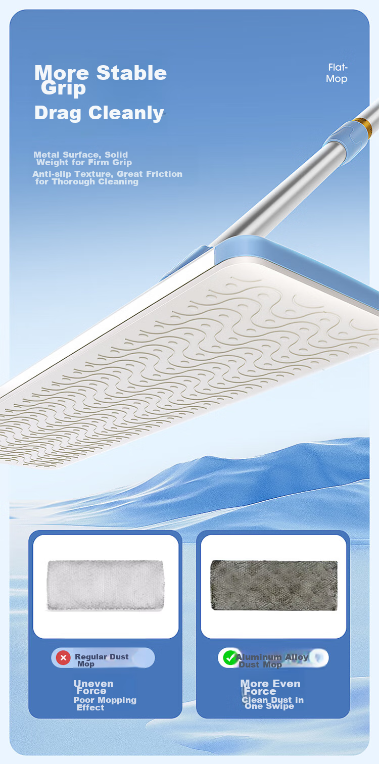 Швабра MARYYA electrostatic dust mop, 35см, алюминиевый сплав, плоская тряпка, влажные и сухие салфетки, 4 упаковки