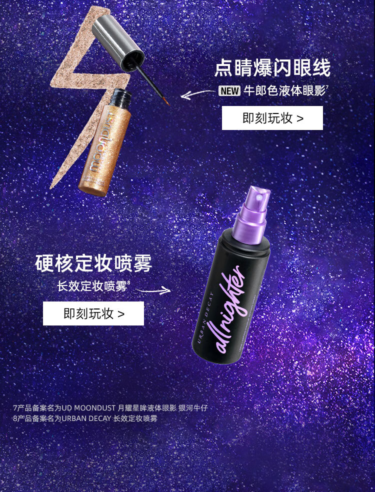 Urban Decay衰败城市牛郎单色眼影ud华丽摇滚高光闪亮片新年礼物送女友