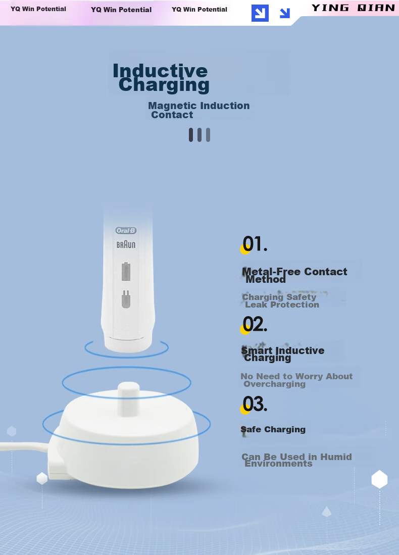 Зарядное устройство Yingqian для электрических зубных щеток Oral-B Pro3, Pro4, D12, D16, D100, 3709, 3757, P2000, P4000, I03/05 Sensor, белое