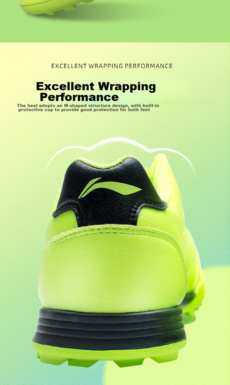 Футбольные бутсы Li-Ning для мужчин и женщин, с шипами TF для искусственного газона, профессиональные соревновательные и тренировочные бутсы для взрослых, подростков, школьников и детей, зеленые, размер 43