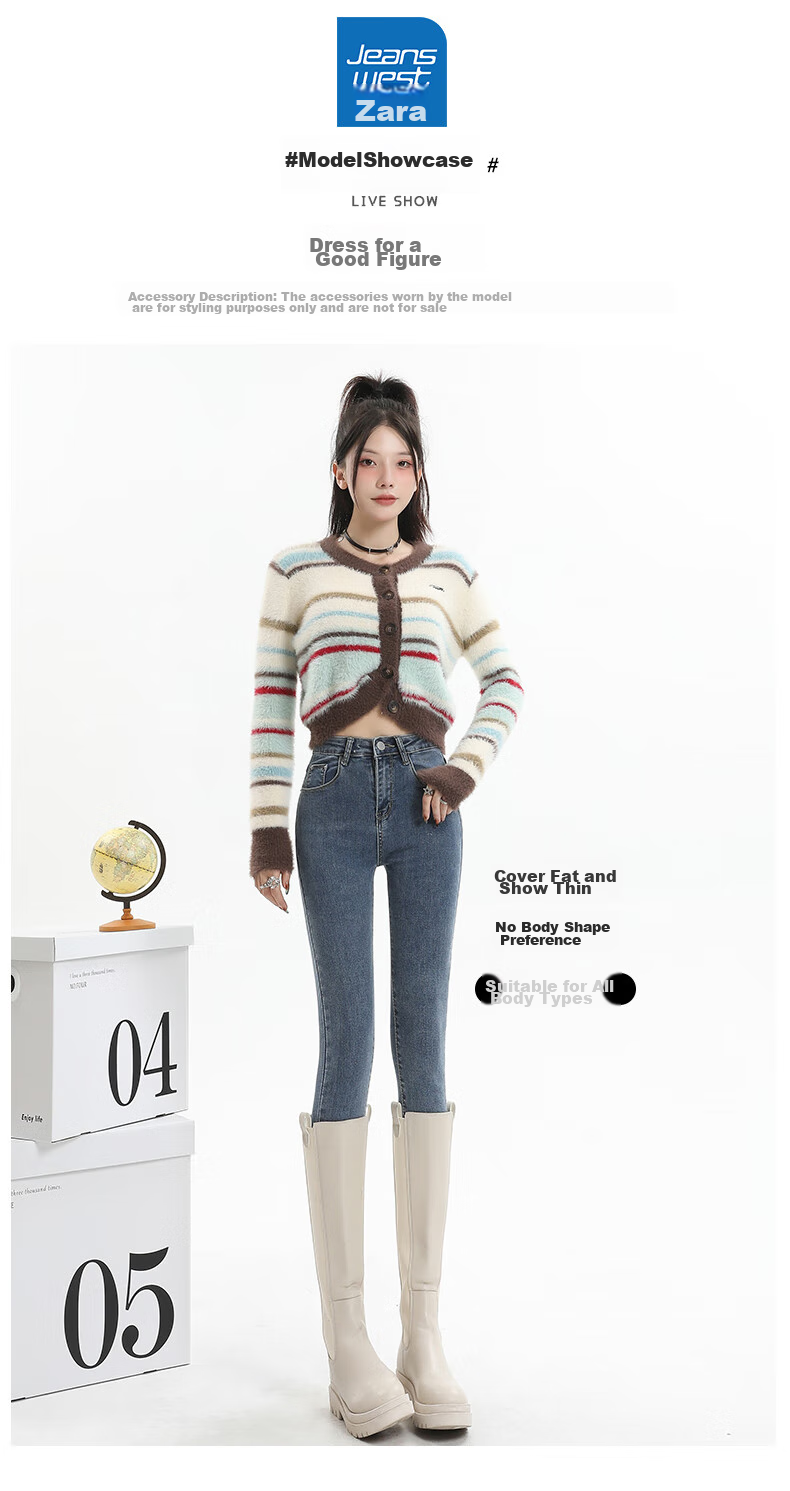 Джинсы Jeanswest женские, осень 2025, узкие, с высокой талией, черные, размер 28