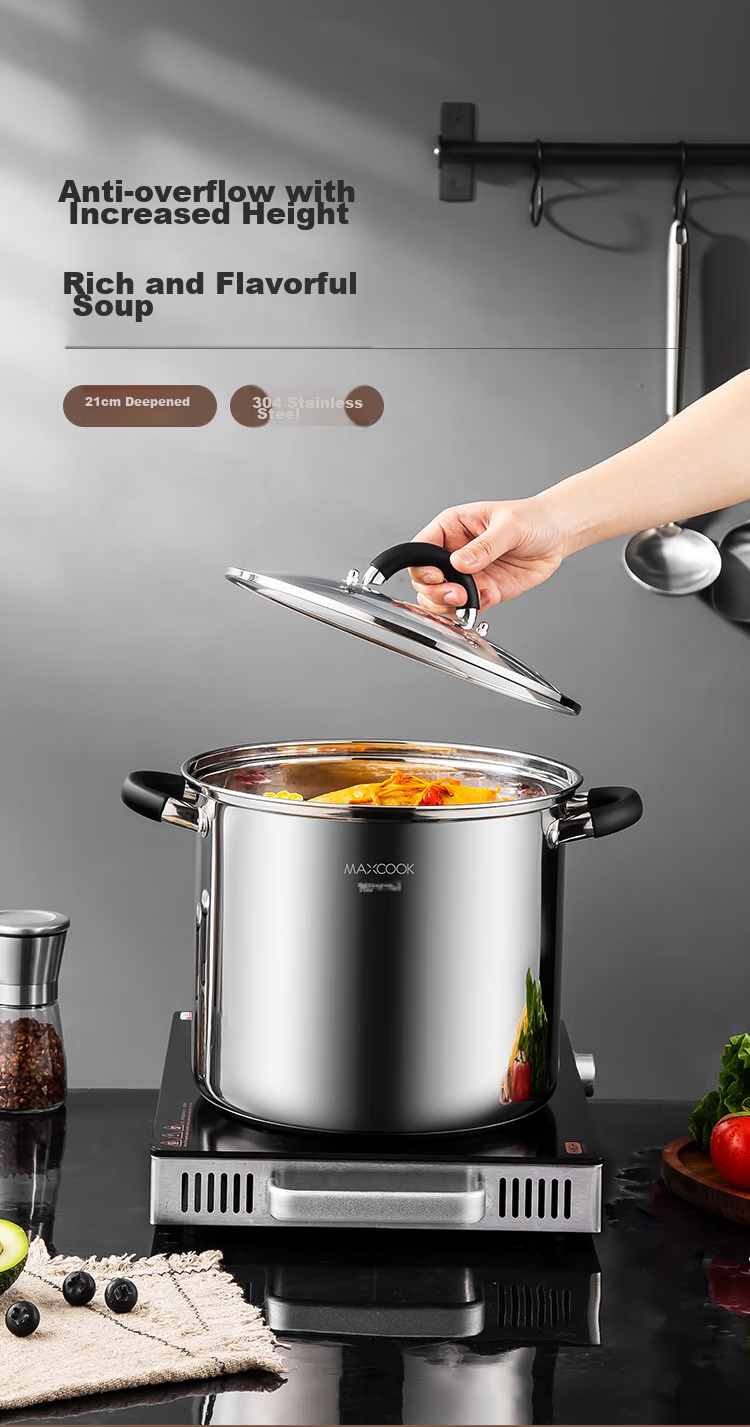 Кастрюля MAXCOOK MCT3400, 304 нержавеющая сталь, двойное дно, 28 см, для всех видов плит