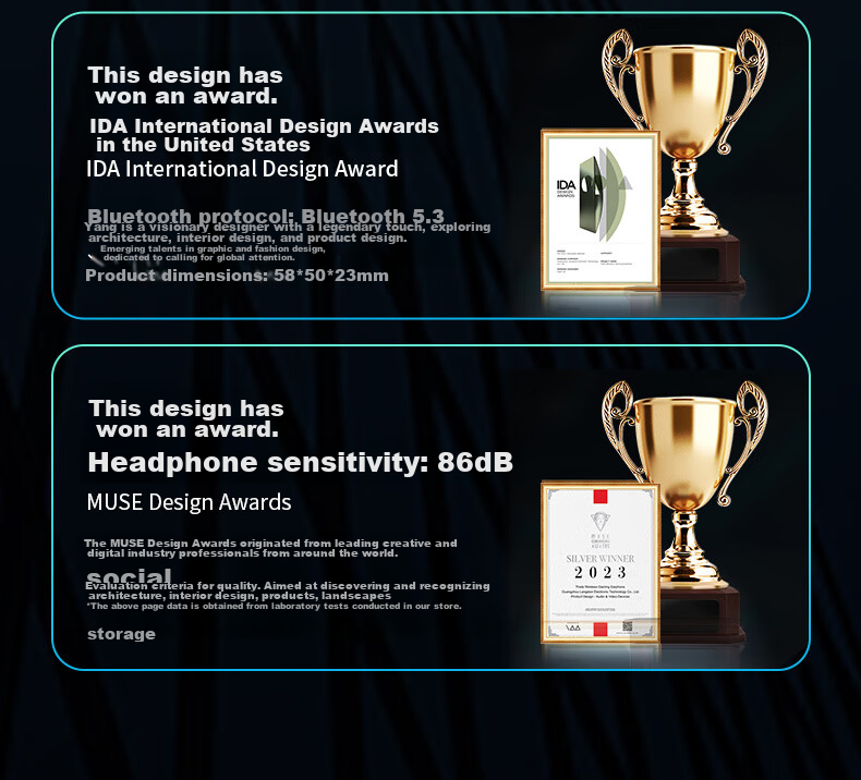 Беспроводные наушники Lanshidun THETA PRO True Wireless Bluetooth, 45 мс низкая задержка, шумоподавление ENC, длительное время работы, серый