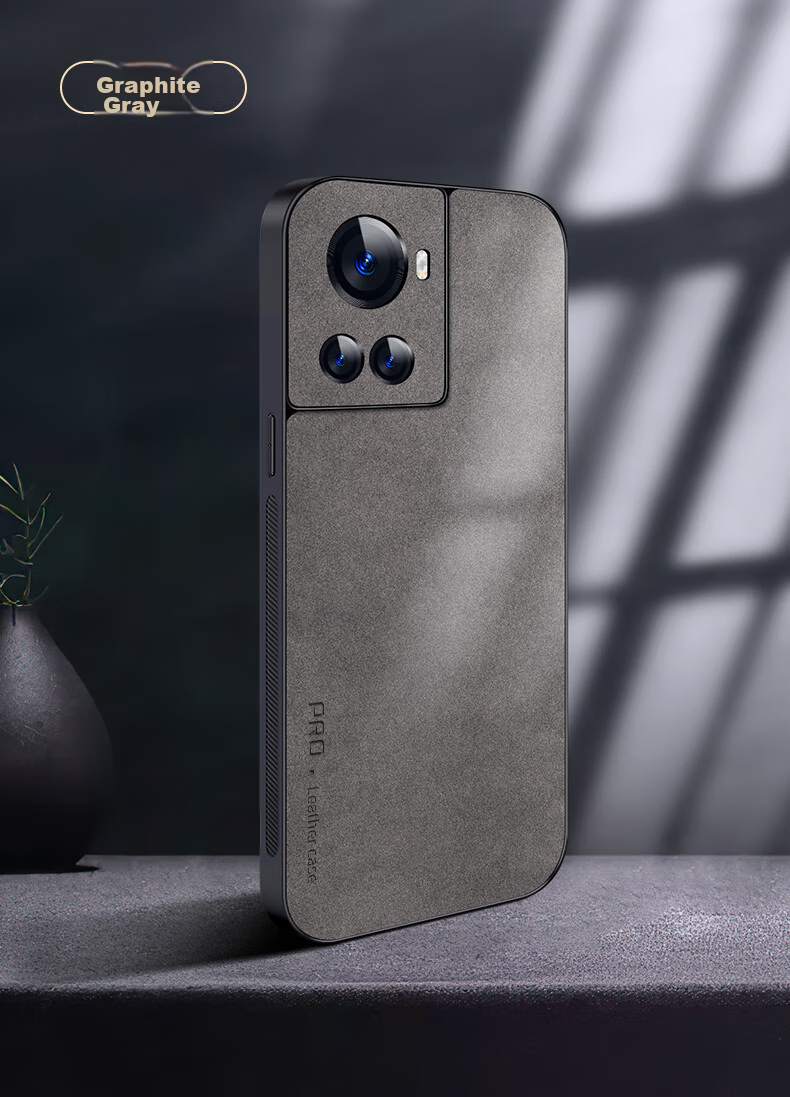 Чехол для телефона Shangsu, совместимый с OnePlus ACE, защитный, противоударный, с защитой всей линзы, мягкий чехол, простой роскошный чехол из силикона с внешней оболочкой из овечьей кожи, кожаный чехол для женщин и мужчин, серый