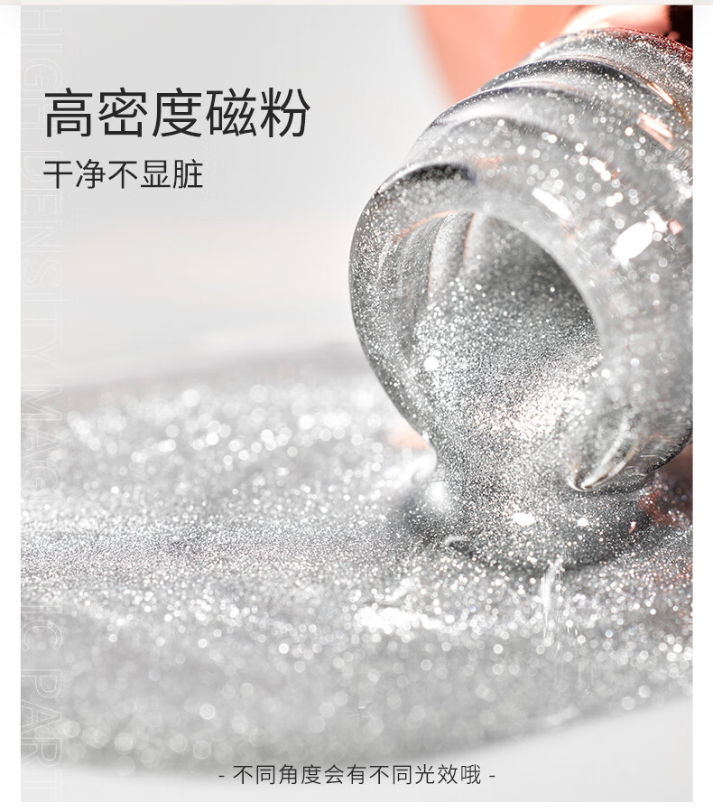搏乐 BOLE万能晶石猫眼甲油胶套装2022年新款冰透色指甲胶美甲店专用 晶石猫眼胶-银色