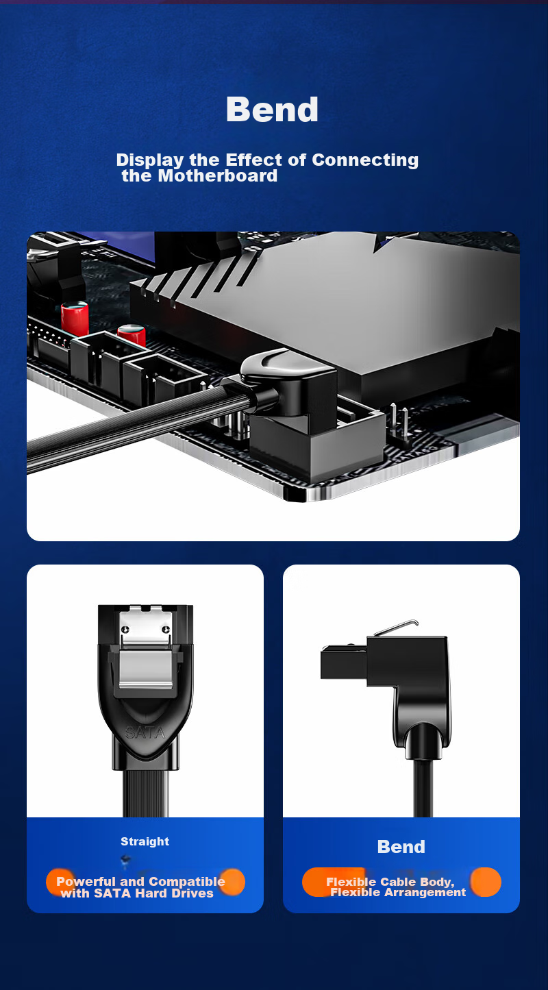 Кабель SATA 3.0 SAMZHE WDZ05, 0.5 метра, для подключения SSD/HDD, черный