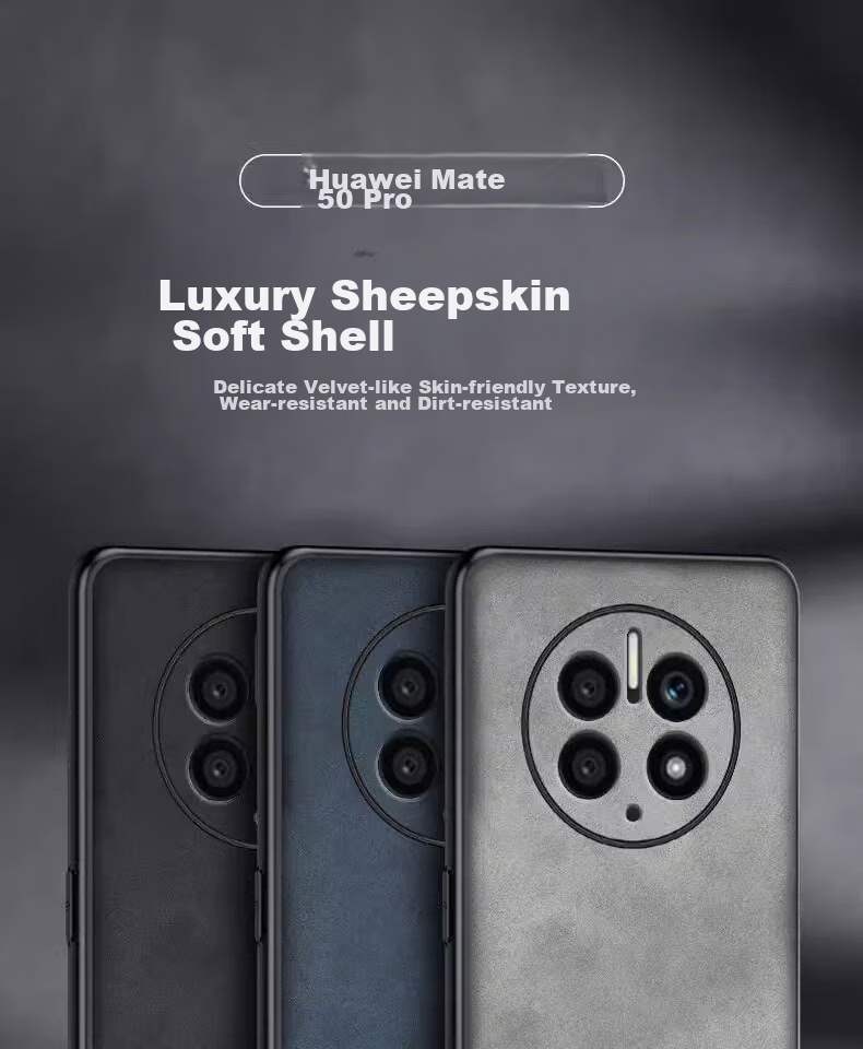 Чехол POZZO для Huawei Mate 50, противоударный, с полной защитой объектива, из мягкой кожи ягненка, серый