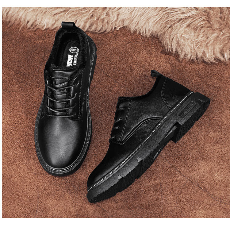 Мужские туфли Huili (Warrior) Business Casual, кожаные, на шнуровке, модель 0650, черные, размер 40