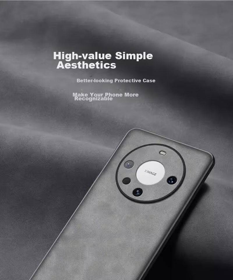 POZZO Чехол для Huawei Mate60, противоударный, защита объектива, мягкий чехол из натуральной кожи ягненка, серый