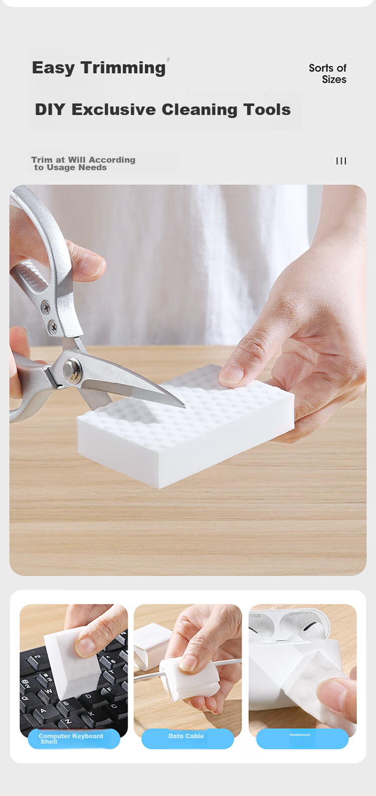 Многоразовая губка MARYYA Nano Sponge, 20 шт., для чистки мебели и бытовой техники, подходит для белой обуви