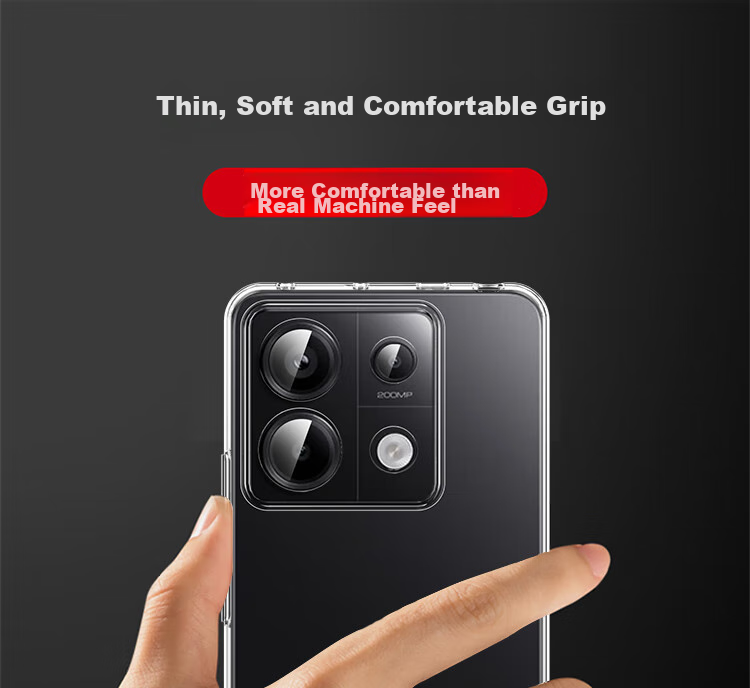 ESCASE Прозрачный ультратонкий чехол для Redmi Note 13 / Note 13 Pro, противоударный, анти-отпечатки, мягкий, простой стиль