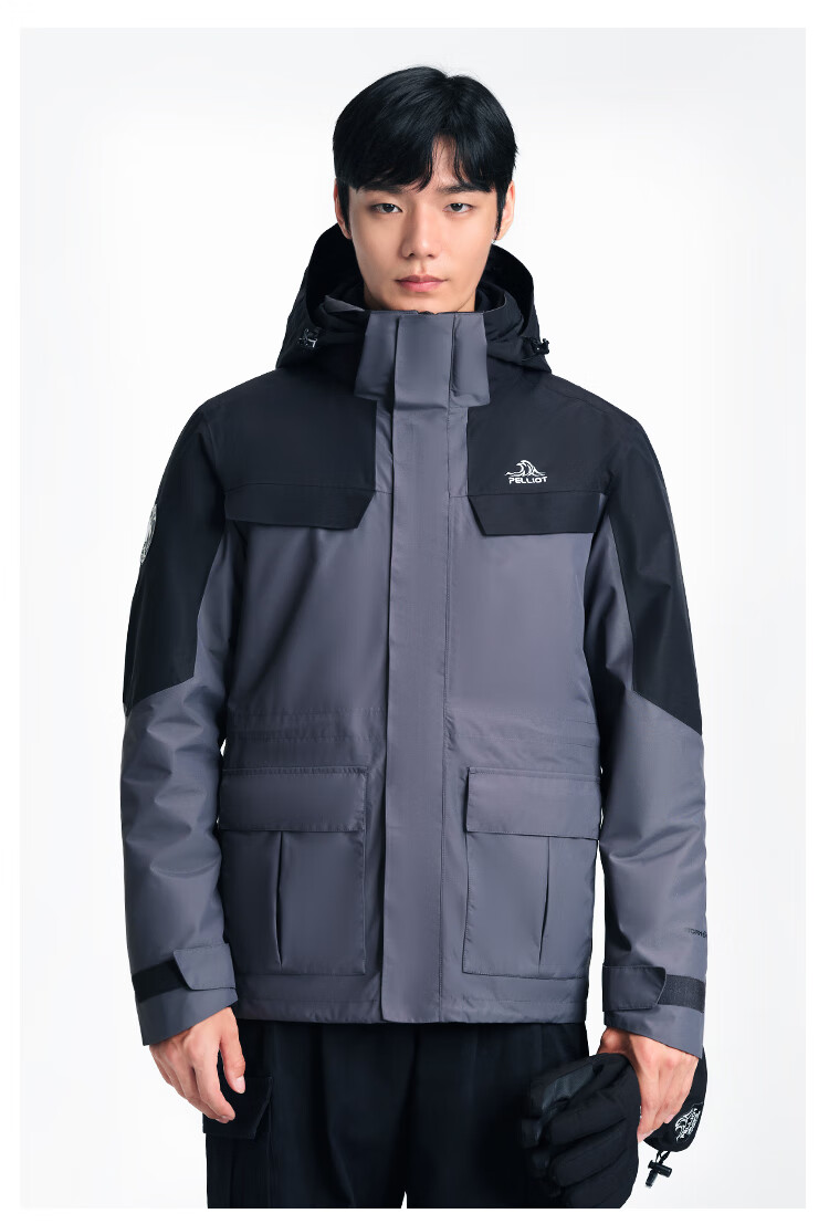 Мужская куртка Pelliot "Cheng Yi Same Style" Mountain Color, трехслойная, ветрозащитная, для активного отдыха, модель 0105, черная, размер L
