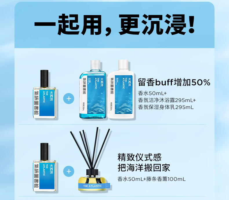 SCENT LIBRARY气味图书馆大西洋淡香水50ml持久留香男士节日生日礼物送男女友