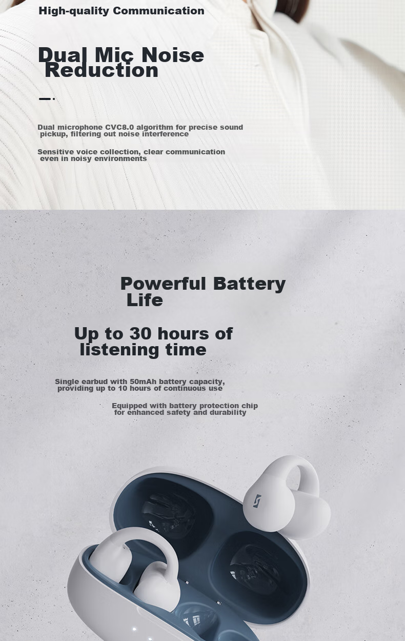 Беспроводные наушники Holy Serpent Meteorite C2 True Wireless Bluetooth, накладные, с костной проводимостью, для спорта, с шумоподавлением, совместимы с Apple и Huawei