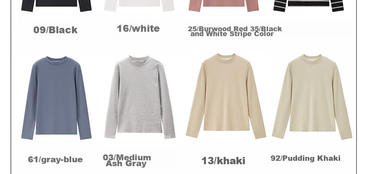 Женская футболка Giordano с длинным рукавом, однотонная, базовый стиль, полуворотник, 100% хлопок, размер L, цвет 25 Bedford Red