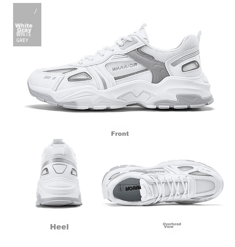 Warrior Official Sports Shoes for Men, Autumn Breathable Dad Shoes, Men's Thick-Soled Height-Increasing Casual Shoes, White And Blue, Size 41