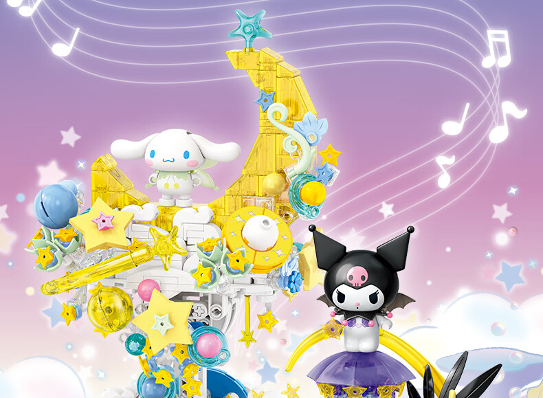 Конструктор TOP TOY Sanrio Kuromi Music Box, серия "Тайное Садовое Эльфийское Царство", 677 деталей, музыкальная шкатулка