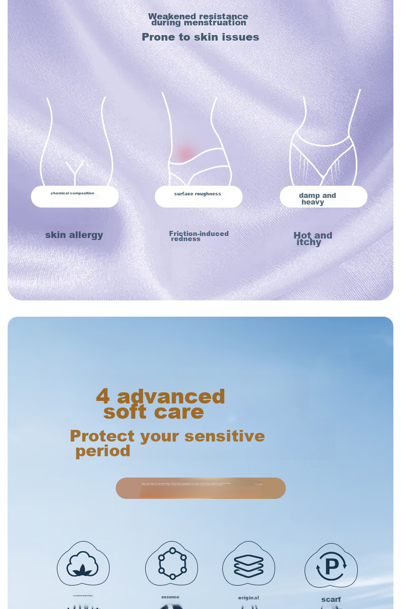 SPACE 7 Tianshan Velvet Cotton Sanitary Napkins, Ultra-Thin Pure Cotton, Breathable Night Use Menstrual Pads, 290mm, 15 Pieces