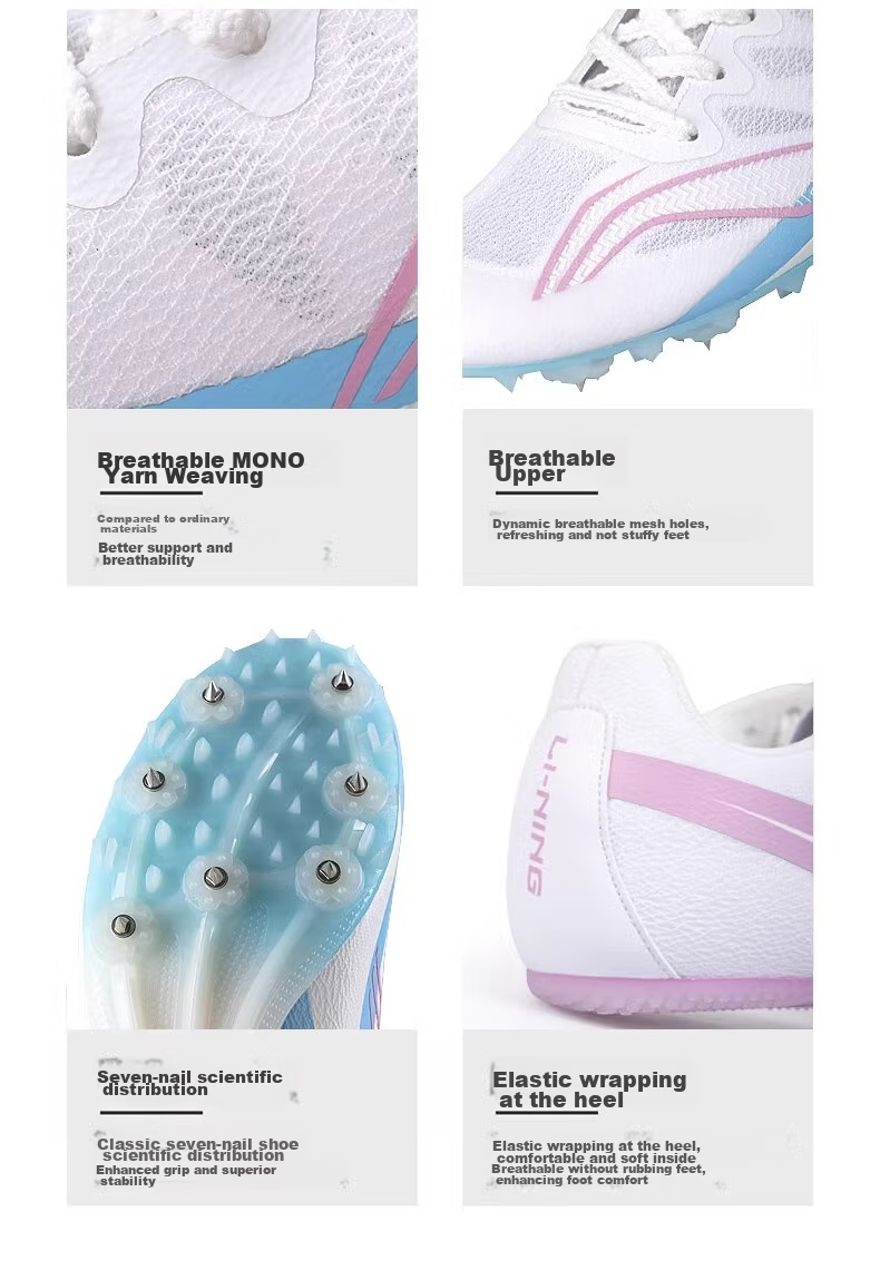 Шиповки Li-Ning для мужчин и женщин, профессиональные беговые шиповки для легкой атлетики, белый/золотой/серебряный, размер 41