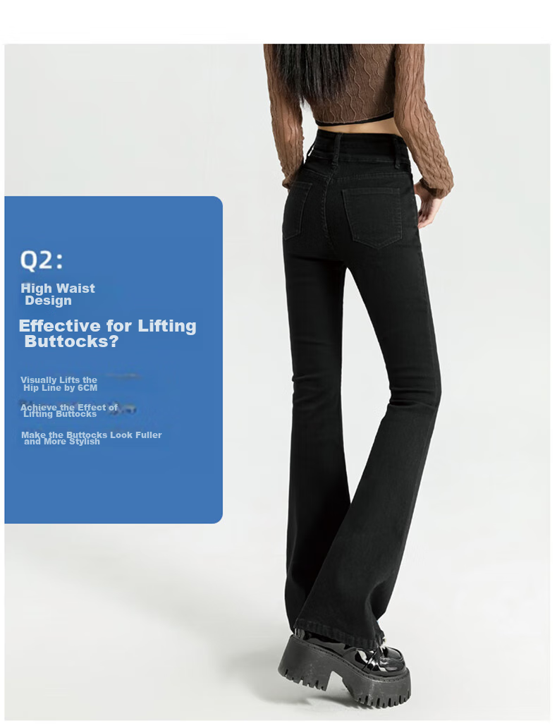 Джинсы Jeanswest женские, осенний винтажный стиль, модные, слегка расклешенные, с высокой талией, черные, размер M