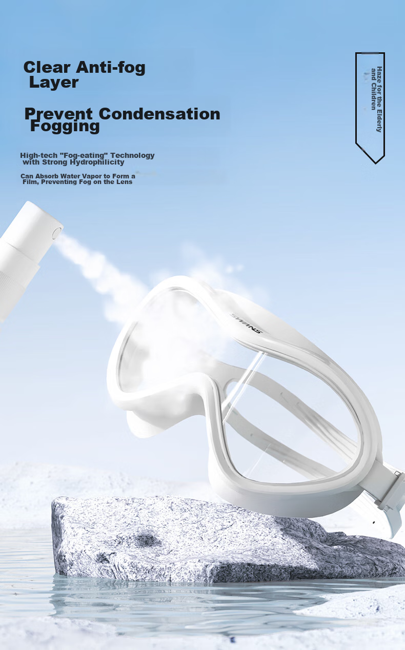 Очки для плавания SWANS Adult Swimming Goggles, мужские и женские, с широким обзором, антифог, защита от УФ, противотуманные, для взрослых, для дайвинга, профессиональные, большие, модель Ice White