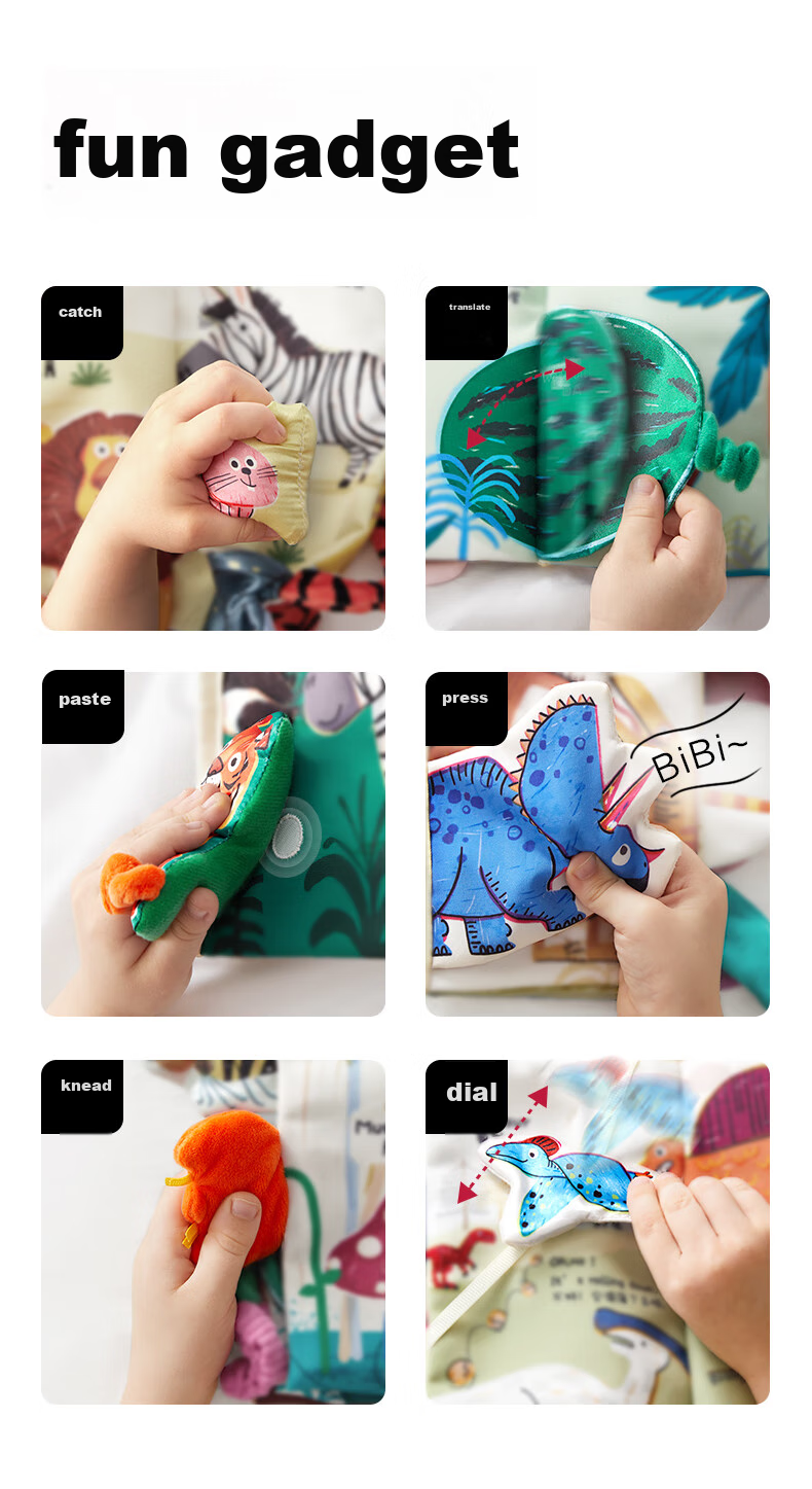 Книжка-игрушка Babycare "Хвостик" для малышей, развивающая, мягкая, с текстурами, 4 шт.