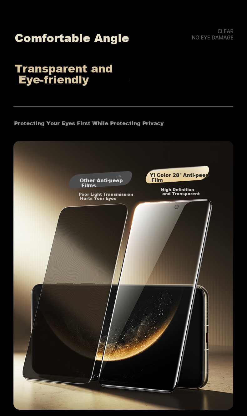 Защитное стекло ESR для Huawei Mate 70 Pro/Pro+/RS, антишпионское, полное покрытие, противоударное, антибликовое, 9H