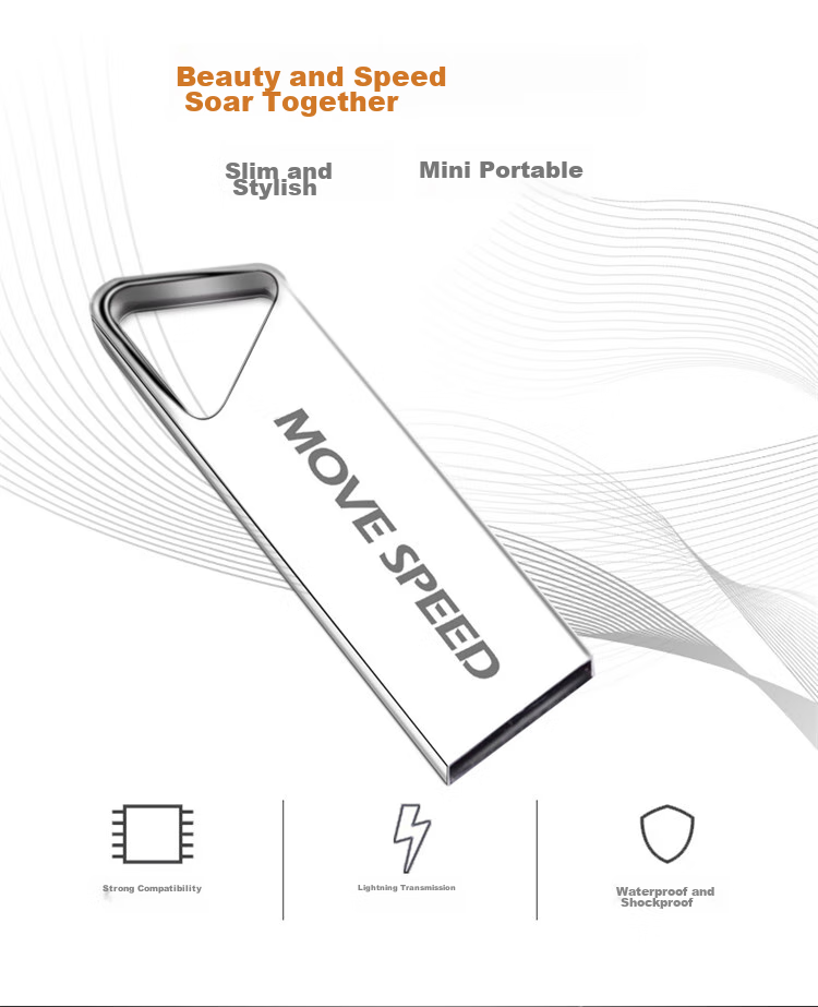 USB-накопитель MOVE SPEED 8GB USB 2.0, металлический, водонепроницаемый, противоударный, компактный, мини, для автомобиля, аудио-видео, серия Tiensanxilie