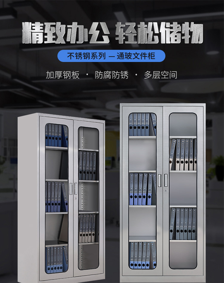 洛来宝 201不锈钢 办公资料柜文件柜档案柜仪器柜医疗柜药品柜铁皮柜 通玻
