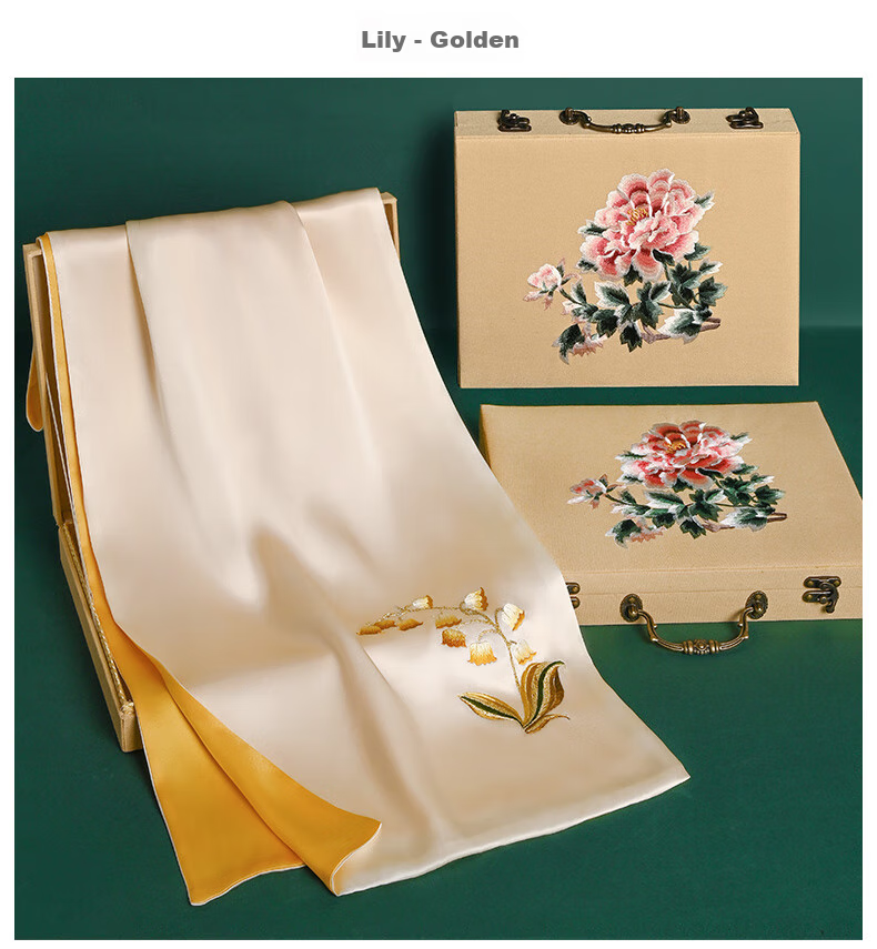 Шелковый шарф Hangsilu Suzhou Embroidery с вышивкой для женщин, зимний шарф из тутового шелка, подарочная коробка высокого класса, подарок на день рождения и праздник для мамы, новогодний подарок