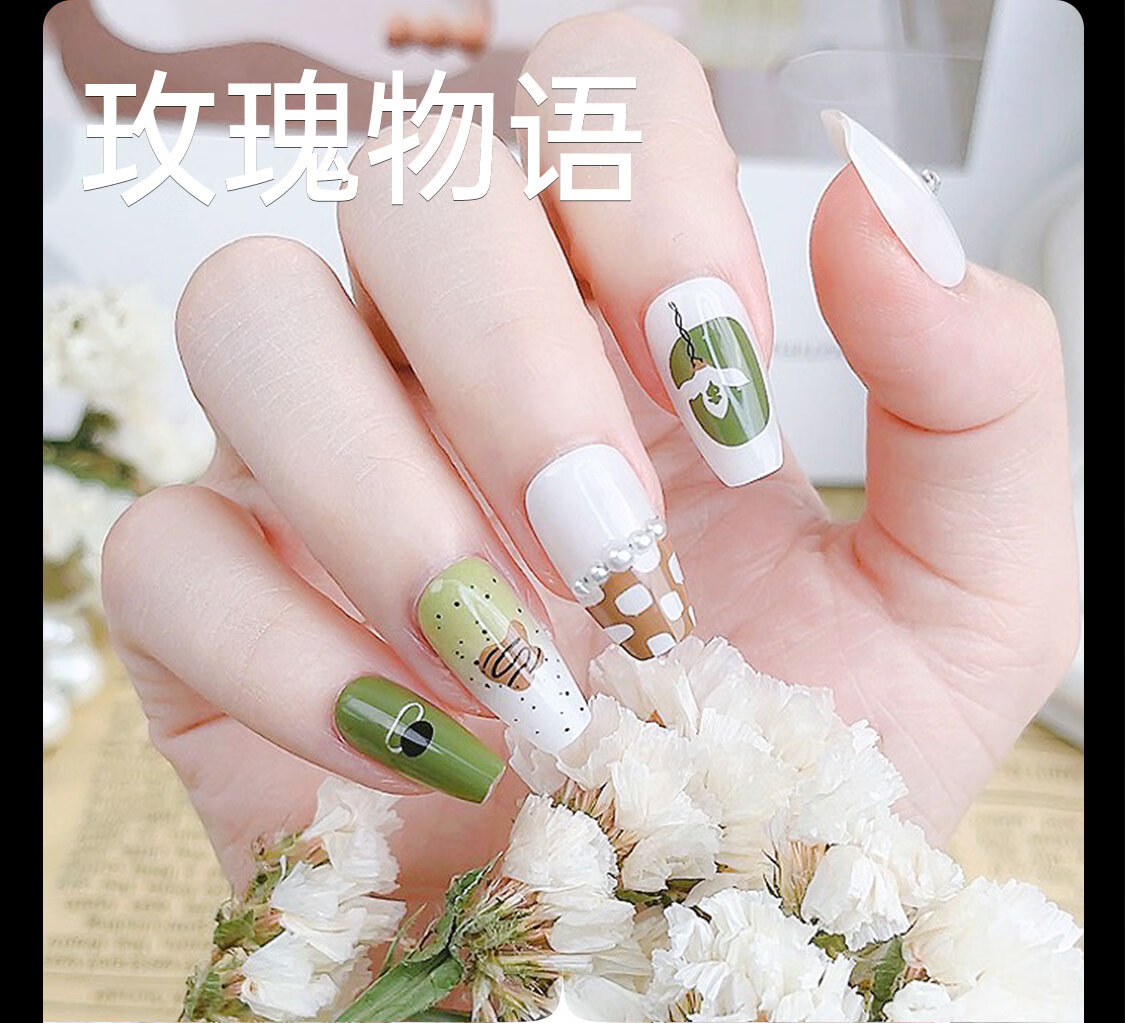 茉初（MOCHU）穿戴美甲 手工穿戴甲 美甲指甲贴片 美甲工具 短中长款 菱格派对