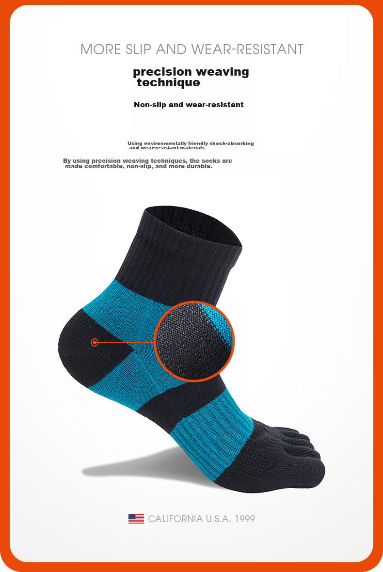 Носки TFO Competition-Grade Five-Toe Outdoor Socks, дышащие носки для хайкинга, носки для скалолазания, мужские, светло-серые