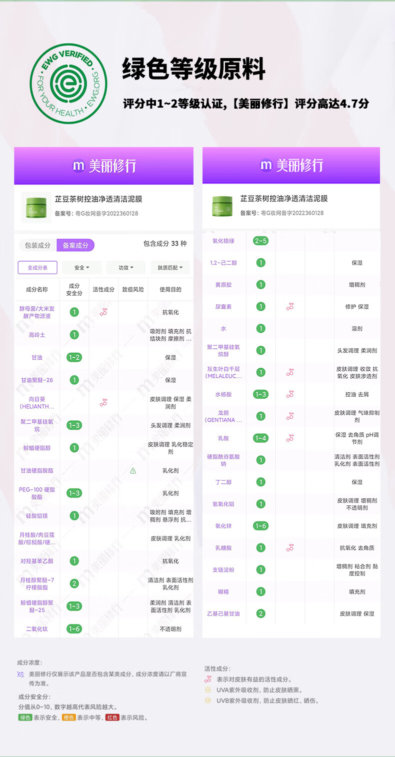芷豆 茶树净透绿茶泥膜清洁面膜深层补水去黑头粉刺闭口收缩毛孔女 泥膜+凝胶