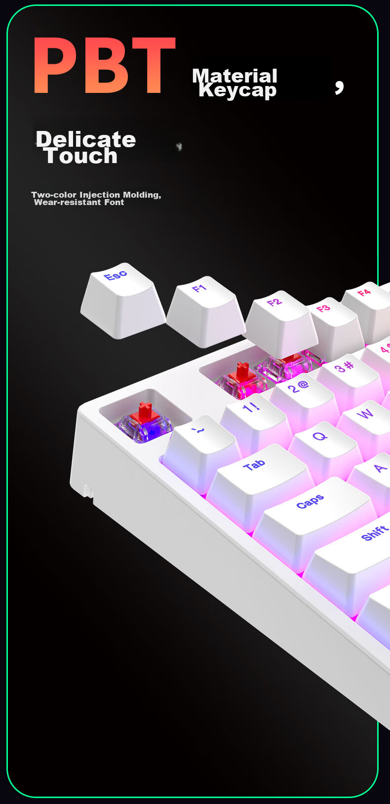 Механическая клавиатура ikbc F210, 108 клавиш, RGB подсветка, Cherry MX Brown, проводная, белая