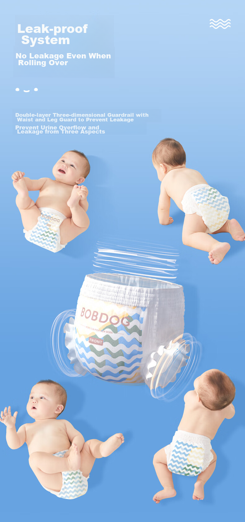Подгузники-трусики BOBDOG, размер XL, 120 штук, для детей 11.5-14 кг, ультратонкие, дышащие, сухие и комфортные