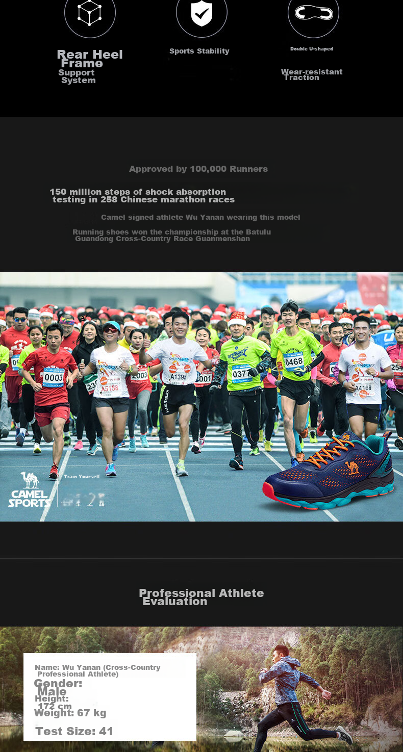Мужские кроссовки CAMEL Mesh Breathable Lightweight Shock-Absorbing Running Shoes CSS221L0032, синий индиго, размер 42
