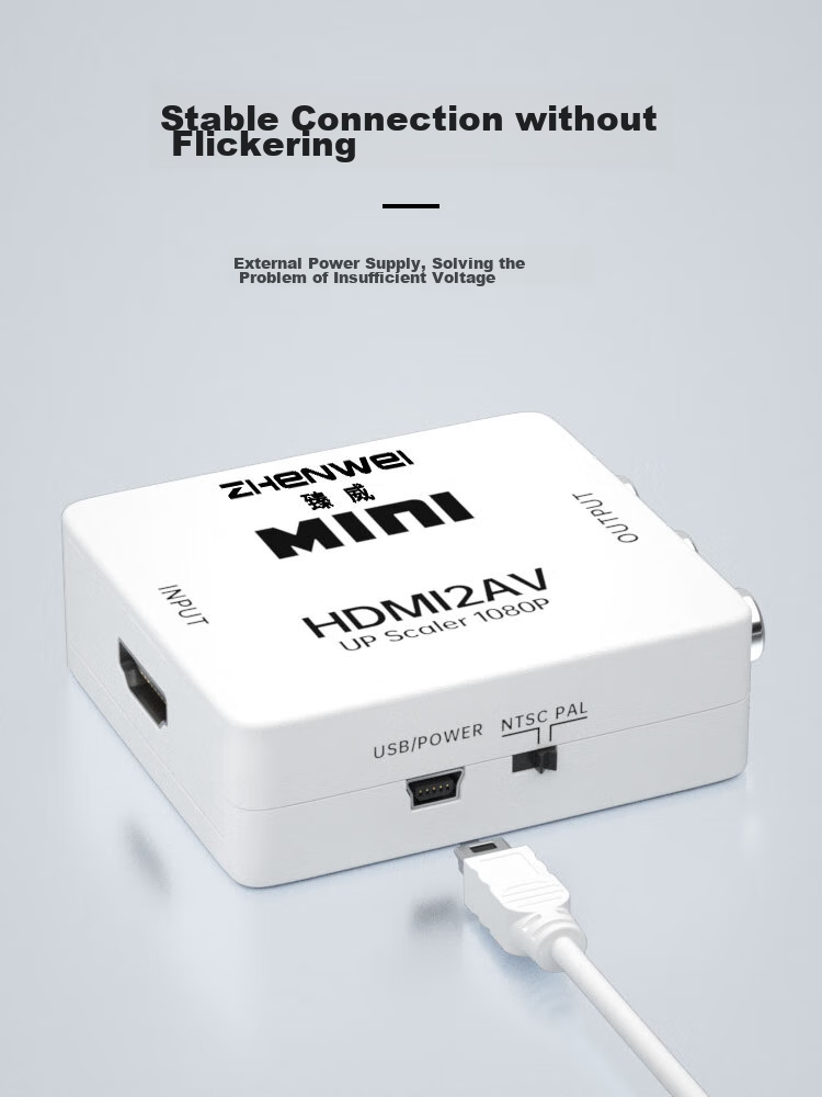 Конвертер ZHENWEI HDMI в AV, HD видео конвертер с интерфейсами RCA (красный, белый, желтый) для старых приставок и телевизоров