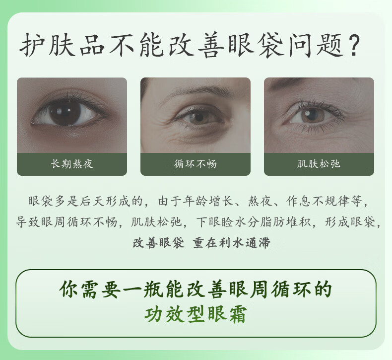 马应龙八宝眼袋型眼霜15g升级款 马应龙眼霜男女改善眼袋淡化黑眼圈眼膏