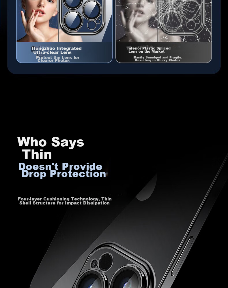 Чехол Hongzhuo для iPhone 12 Pro, прозрачный, синий, с защитой от падения и охлаждением