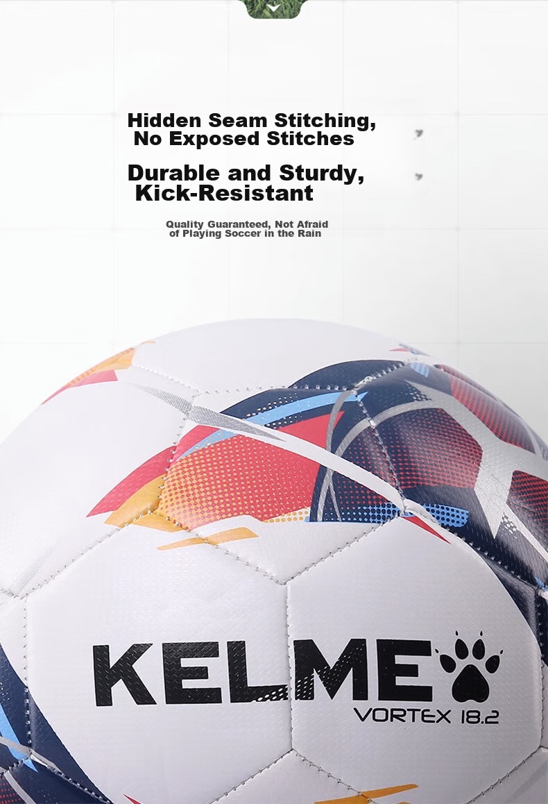 Футбольный мяч KELME, размер 3, машинная строчка, для детей и подростков, сине-красный