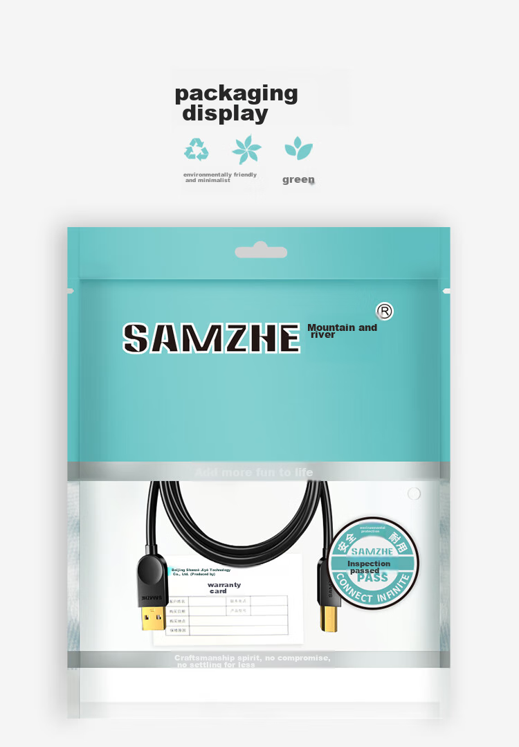 Кабель SAMZHE для принтера, 5 метров, USB 2.0, квадратный порт, совместим с HP, Canon, Epson